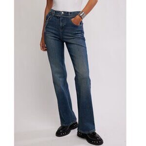 🆕 FREE PEOPLE We The Free Sabine Slim A-Line Jeans / Hibernate